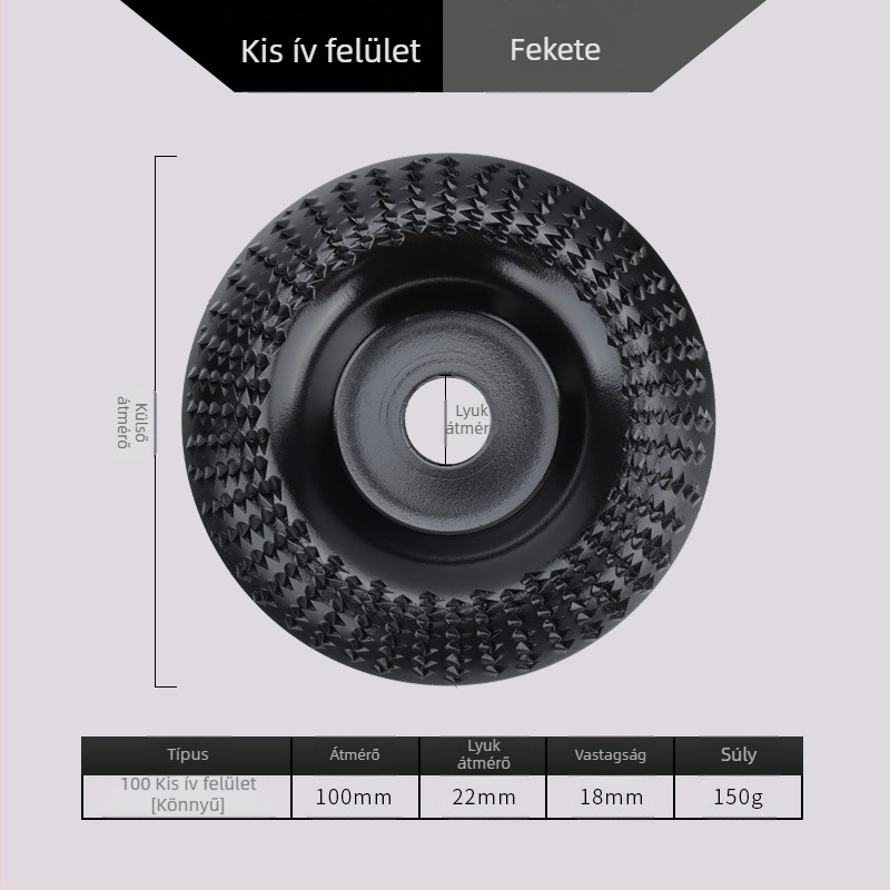 Chen Tu faipari körköszörűkorong ferde éllel, fogazott kivitel, magas széntartalmú acélból, keménység 56, legnagyobb sebesség 10000 RPM
