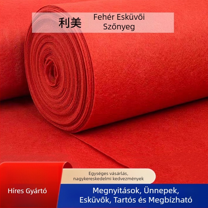 Esküvői ceremónia szőnyeg, gépi szövésű, téglalap alakú, egyszínű mintázat, 100% poliészter