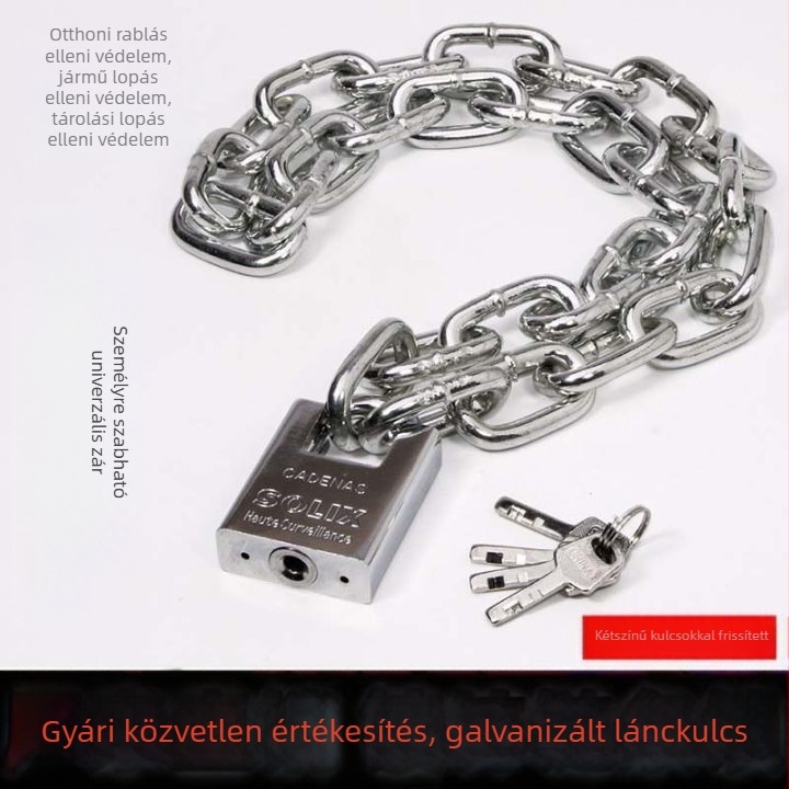 Láncos zár kerékpárok és motorkerékpárok számára, vasból, Modell 11, Márka Three-board ax