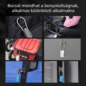 Jelszavas lakat acélsodronnyal – fém, vízálló, rozsdamentes