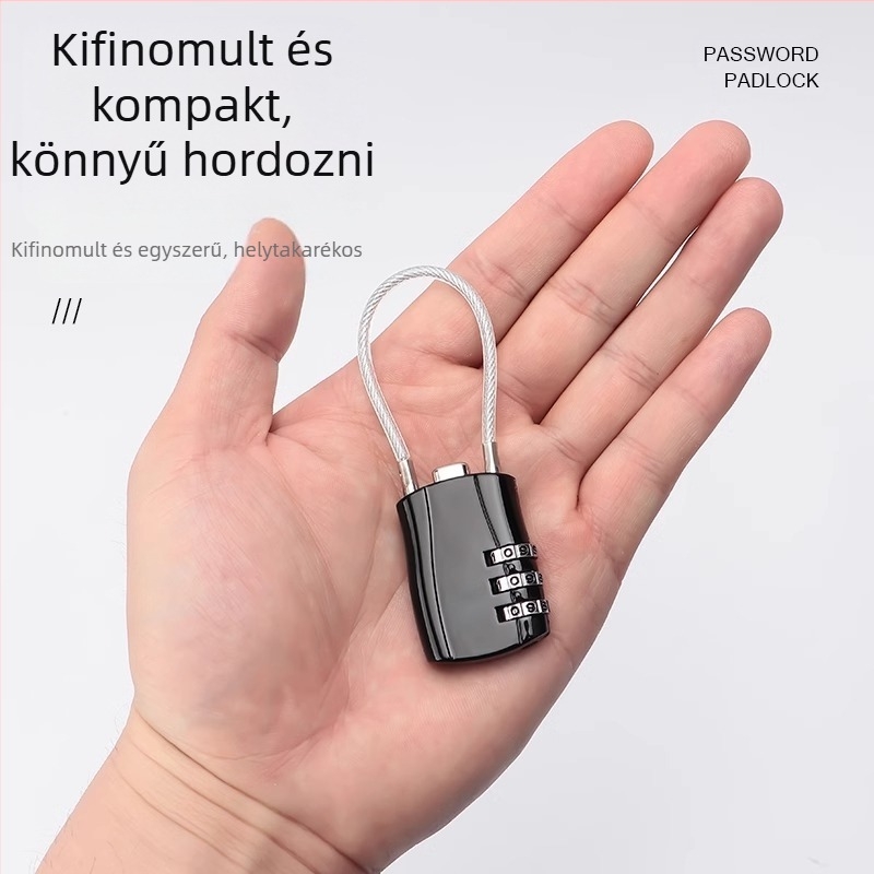 Jelszavas lakat acélsodronnyal – fém, vízálló, rozsdamentes