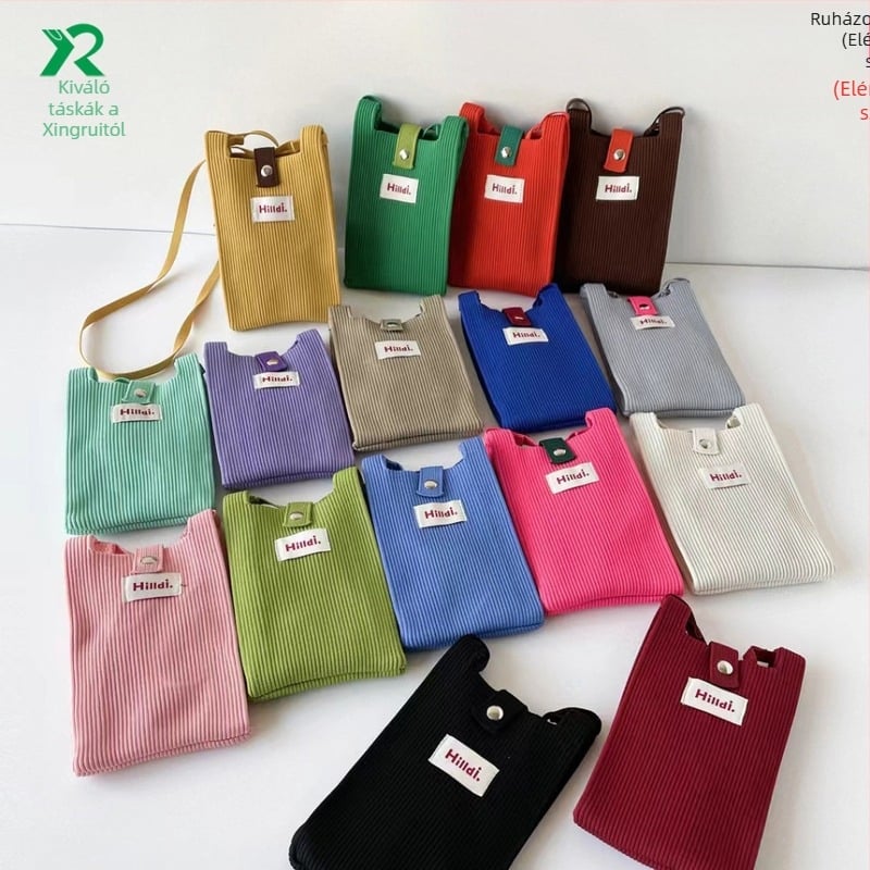 Telefonos crossbody táska, utcai stílus, poliészter, függőleges négyszögletes forma, csattal záródó, egy vállpánt
