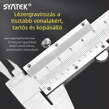 Syntek Vernier tolómérő, rozsdamentes acél, zárt típus, ipari minőség