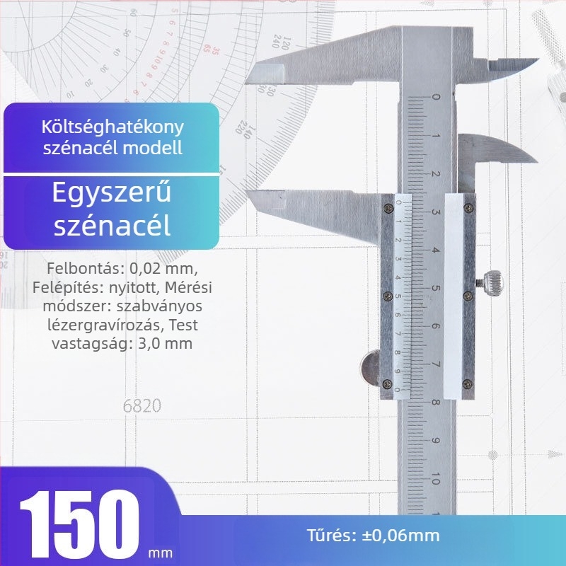 Syntek Vernier tolómérő, rozsdamentes acél, zárt típus, ipari minőség