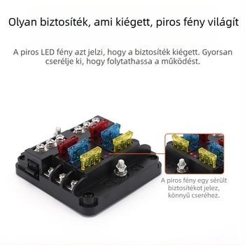 Baohe önálló 6-utas biztosítékdoboz pozitív és negatív pólussal autókhoz, RV-khez, off-road és SUV járművekhez, teherautókhoz és buszokhoz; tápegység elosztó