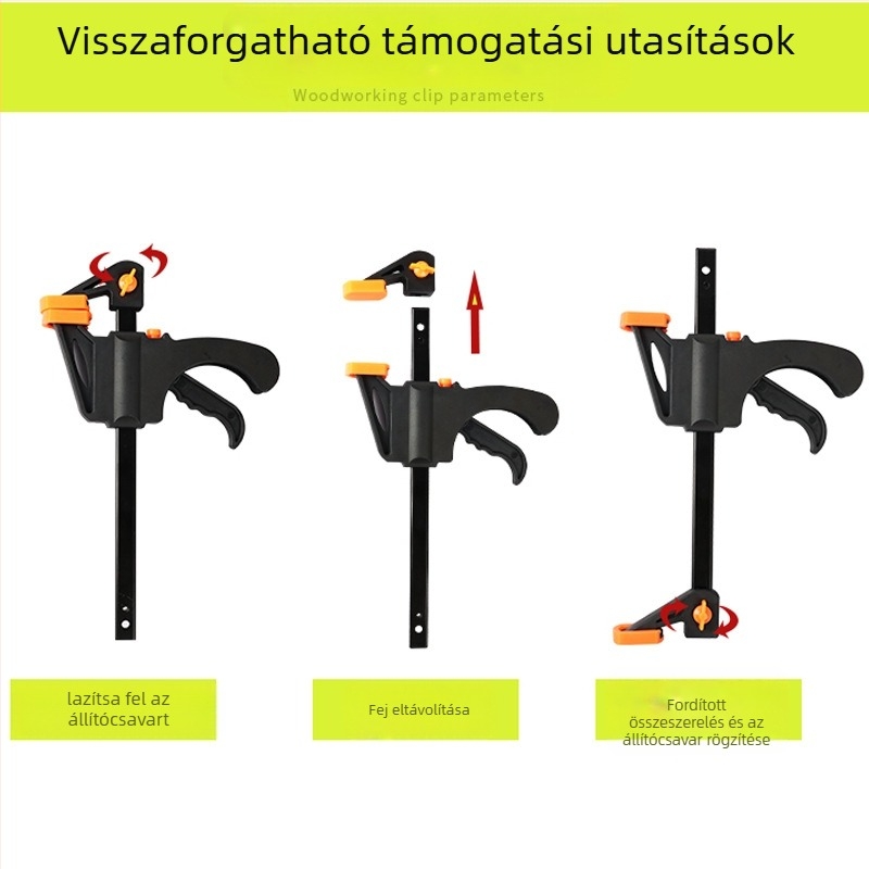 Ácsmunkás F-szorító, 4–30 hüvelyk, Műanyag állkapocs, DZT/Dongzhe