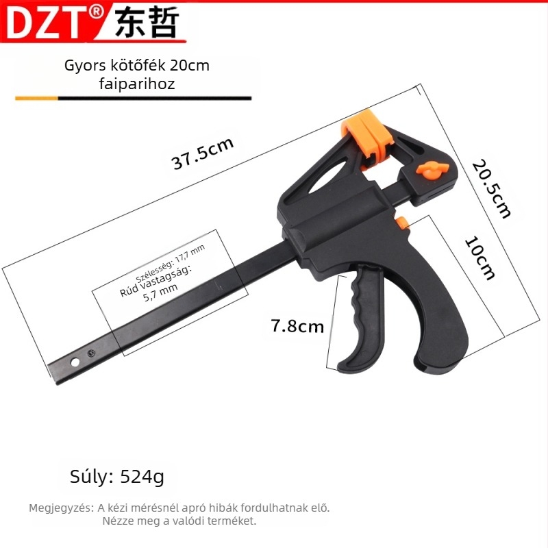 Ácsmunkás F-szorító, 4–30 hüvelyk, Műanyag állkapocs, DZT/Dongzhe