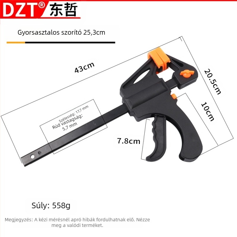 Ácsmunkás F-szorító, 4–30 hüvelyk, Műanyag állkapocs, DZT/Dongzhe