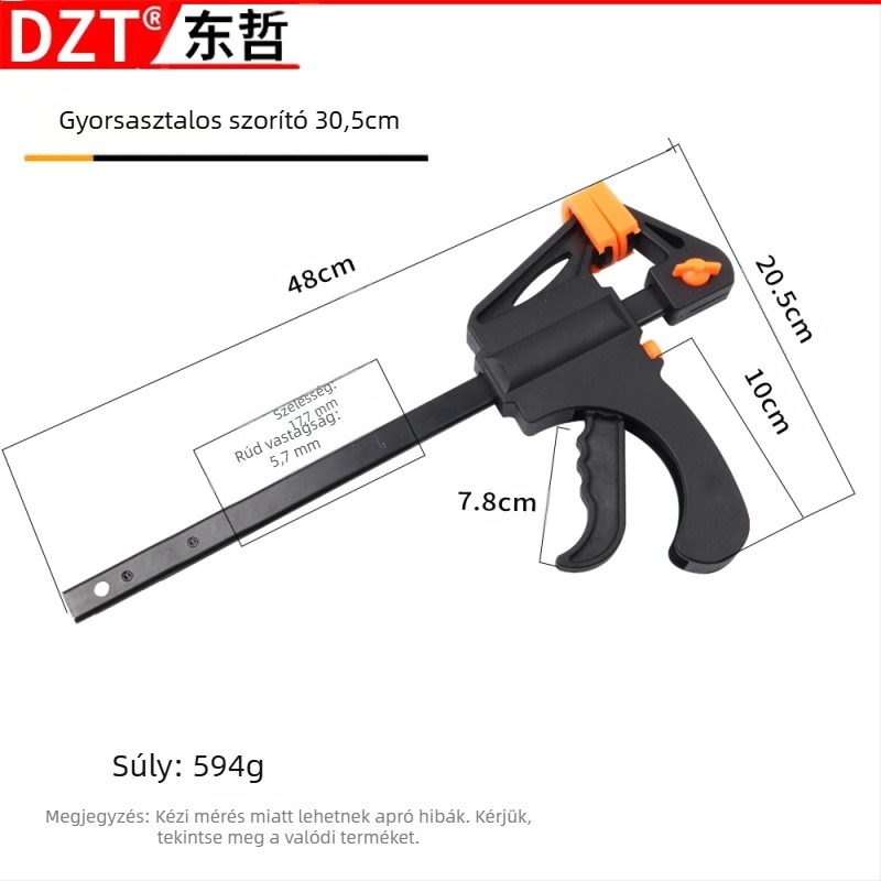 Ácsmunkás F-szorító, 4–30 hüvelyk, Műanyag állkapocs, DZT/Dongzhe