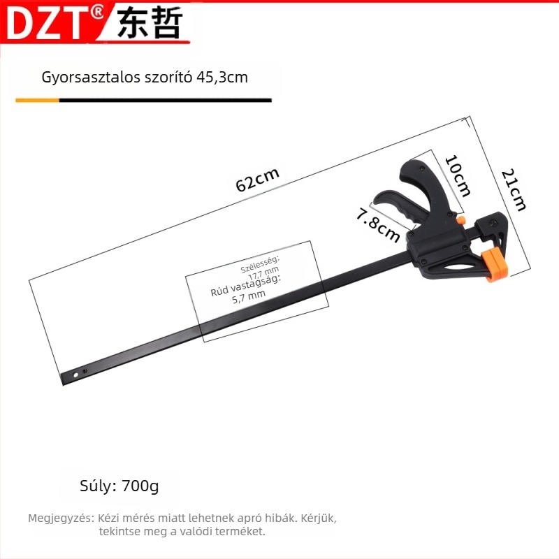 Ácsmunkás F-szorító, 4–30 hüvelyk, Műanyag állkapocs, DZT/Dongzhe