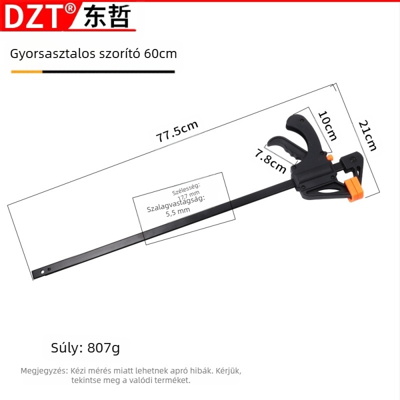 Ácsmunkás F-szorító, 4–30 hüvelyk, Műanyag állkapocs, DZT/Dongzhe