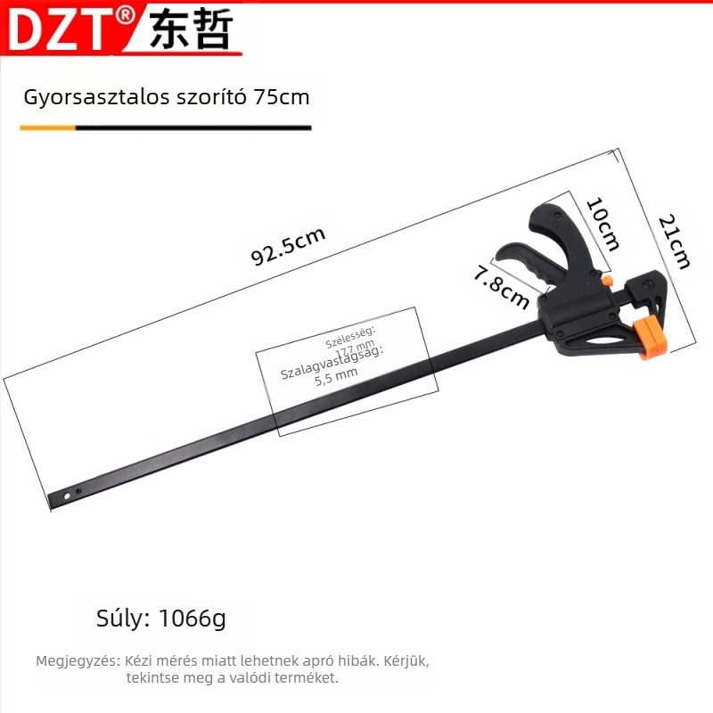 Ácsmunkás F-szorító, 4–30 hüvelyk, Műanyag állkapocs, DZT/Dongzhe