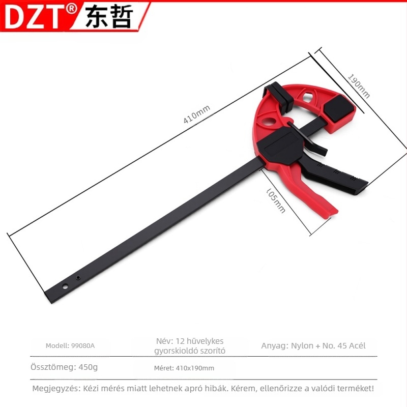 Ácsmunkás F-szorító, 4–30 hüvelyk, Műanyag állkapocs, DZT/Dongzhe