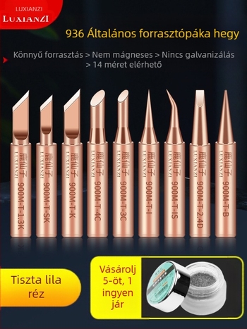 Tiszta rézből készült forrasztóhegy, belső fűtés, állandó hőmérséklet, hegyes vég, patkó alakú penge