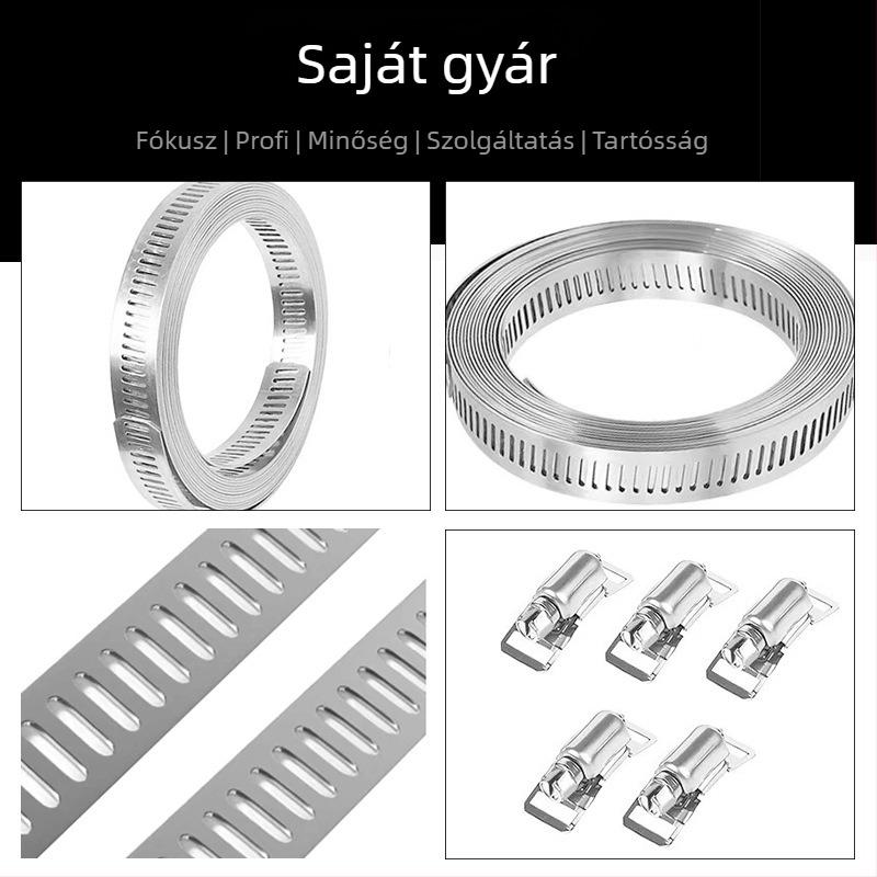 304 rozsdamentes acél torokszalag, átfúrt dizájn, DIY-barát, állítható rögzítő átmérő, Mingshi
