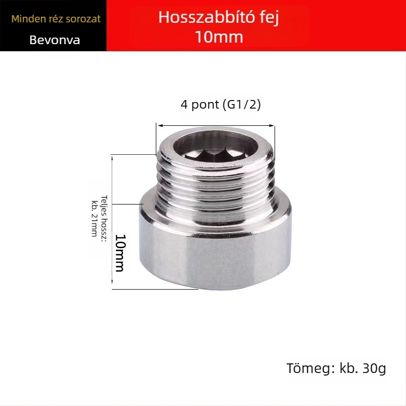 Menetes bővítőcsatlakozó szerszámcsatlakozásokhoz, kétoldalas fejű, vastított csőfitting