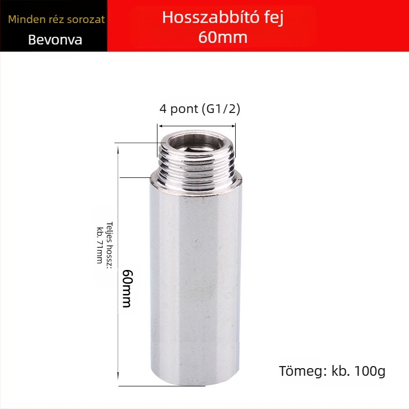 Menetes bővítőcsatlakozó szerszámcsatlakozásokhoz, kétoldalas fejű, vastított csőfitting