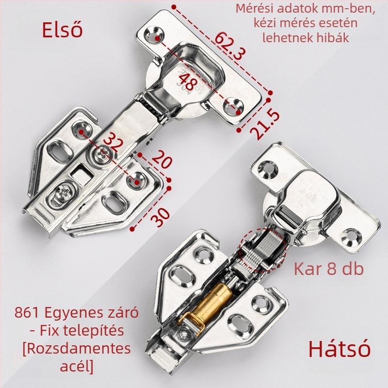Leyoujia Csukló rögzítő lemez szekrényajtókhoz – rozsdamentes acél, kefés felület