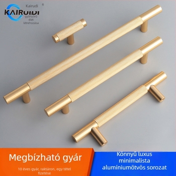 Gardrobajtó és szekrényajtó fogantyú, alumíniumötvözet, felületkezelés: elektroplating, modell 9005, márka Kairuiti, modern minimalist stílus, könnyű luxus