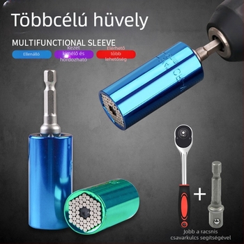Többfunkciós dugókulcs készlet gyors racsnis mechanizmussal, dupla fejű, állítható végződések (metrikus, szerszámacél, krómozott bevonat)