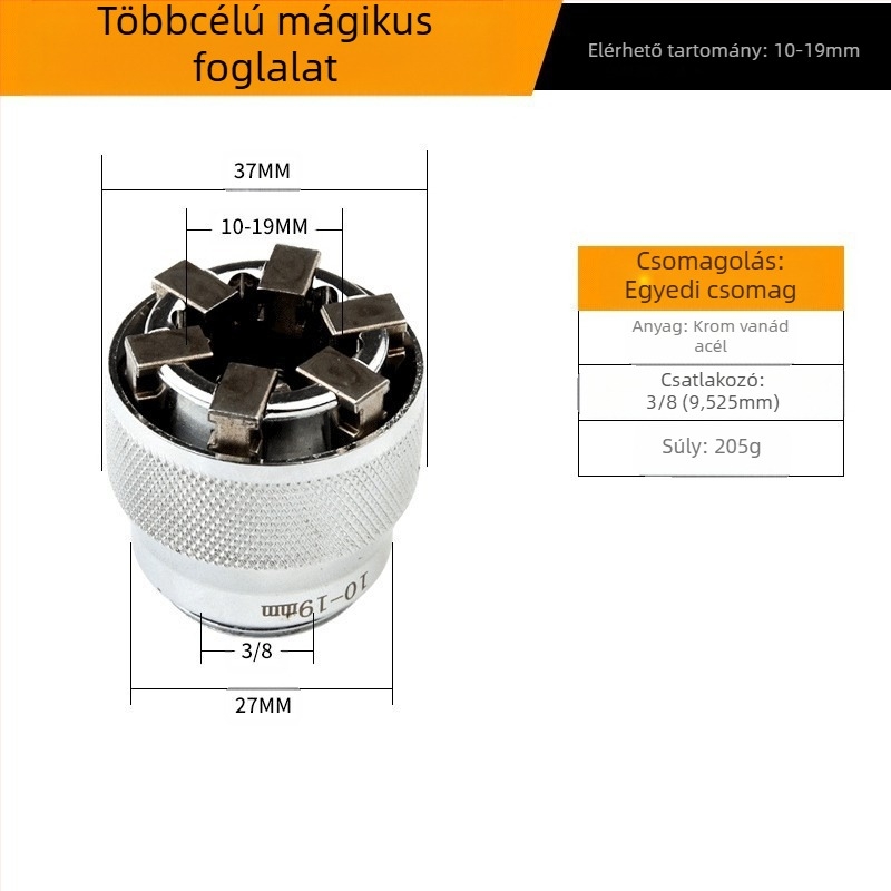 Többfunkciós dugókulcs készlet gyors racsnis mechanizmussal, dupla fejű, állítható végződések (metrikus, szerszámacél, krómozott bevonat)