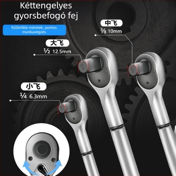 Racsnis nyomatékkulcs készlet, 8 darabos, króm-vanádium acélból, polírozott felület, precizítás ±3