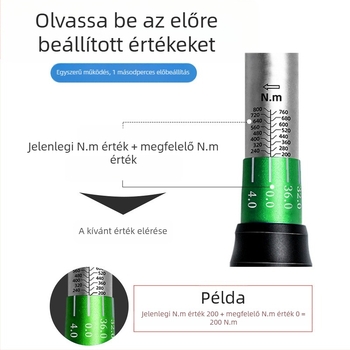 Racsnis nyomatékkulcs készlet, 8 darabos, króm-vanádium acélból, polírozott felület, precizítás ±3