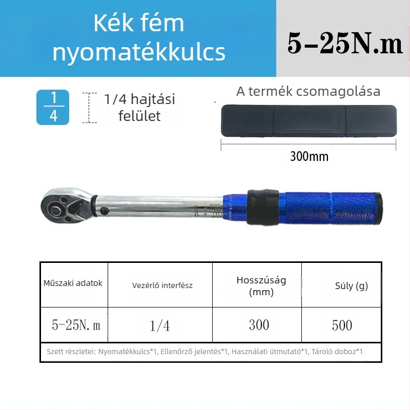 Racsnis nyomatékkulcs készlet, 8 darabos, króm-vanádium acélból, polírozott felület, precizítás ±3
