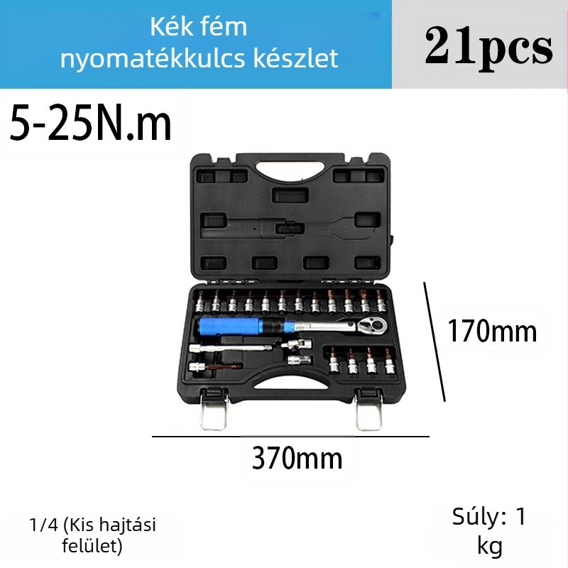 Racsnis nyomatékkulcs készlet, 8 darabos, króm-vanádium acélból, polírozott felület, precizítás ±3
