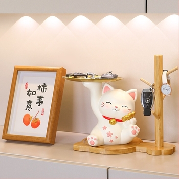 Lamio rezin Maneki-Neko dísz a bejárathoz kulcstartóval, otthoni dekor, kínai stílus
