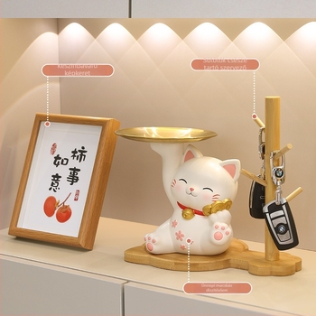 Lamio rezin Maneki-Neko dísz a bejárathoz kulcstartóval, otthoni dekor, kínai stílus