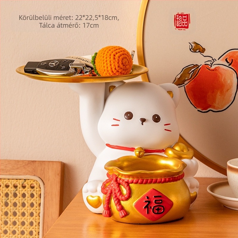 Lamio rezin Maneki-Neko dísz a bejárathoz kulcstartóval, otthoni dekor, kínai stílus