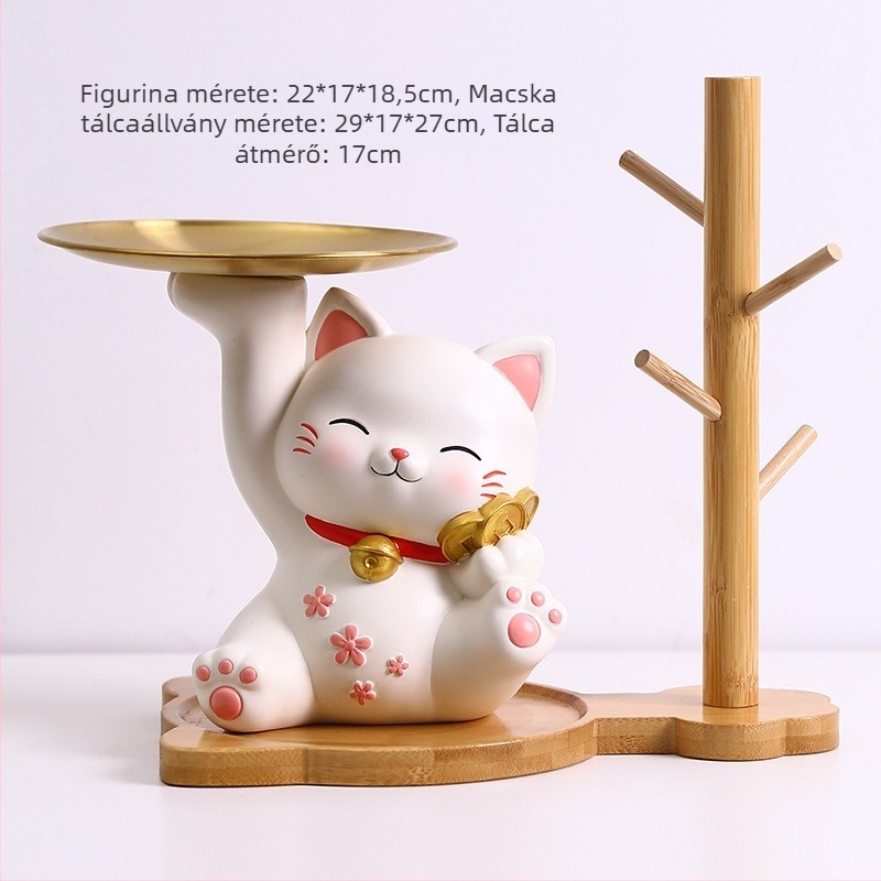 Lamio rezin Maneki-Neko dísz a bejárathoz kulcstartóval, otthoni dekor, kínai stílus