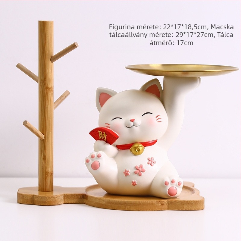 Lamio rezin Maneki-Neko dísz a bejárathoz kulcstartóval, otthoni dekor, kínai stílus