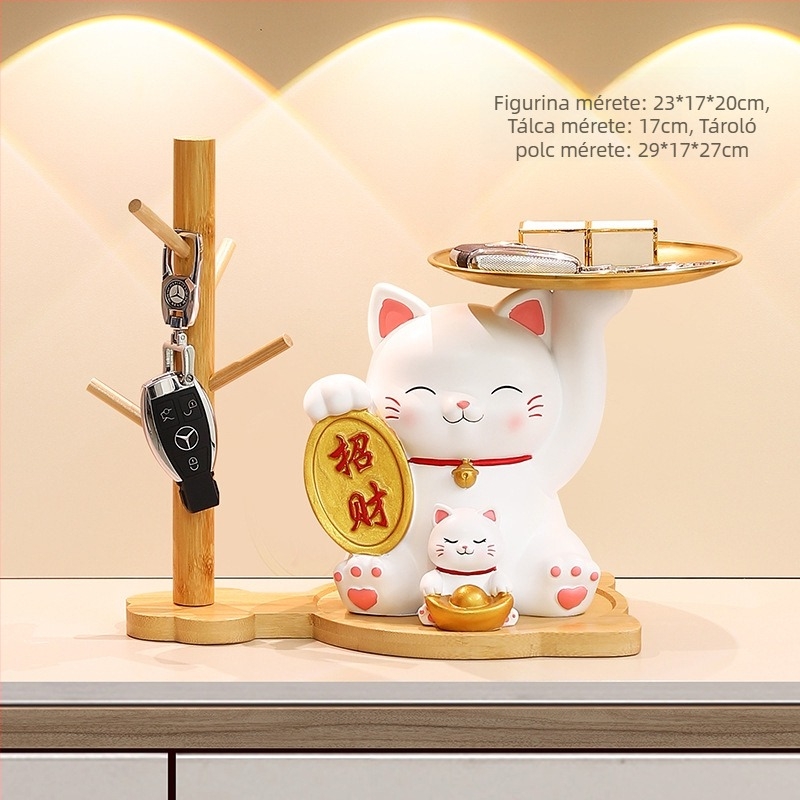 Lamio rezin Maneki-Neko dísz a bejárathoz kulcstartóval, otthoni dekor, kínai stílus
