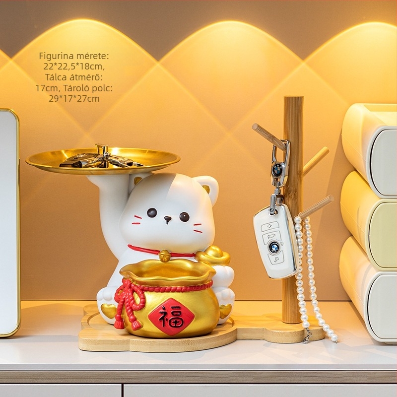 Lamio rezin Maneki-Neko dísz a bejárathoz kulcstartóval, otthoni dekor, kínai stílus