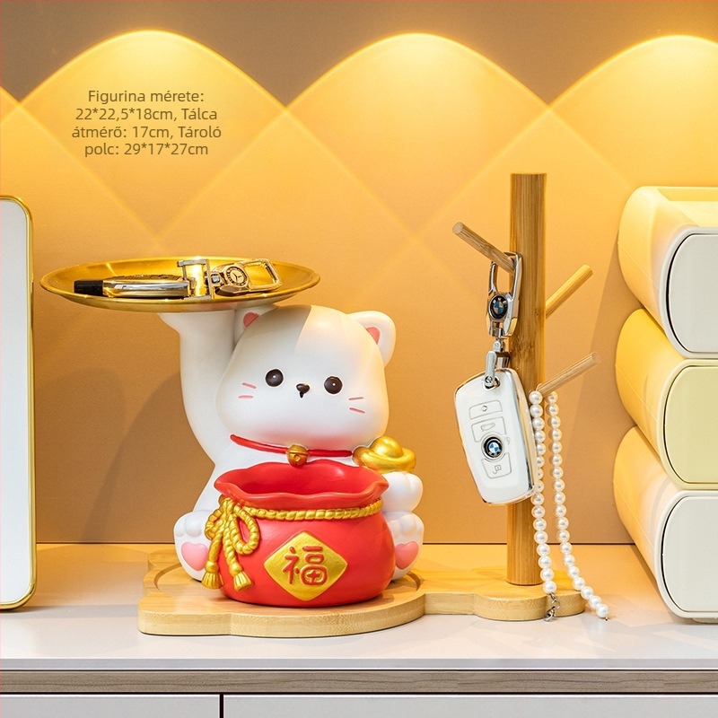 Lamio rezin Maneki-Neko dísz a bejárathoz kulcstartóval, otthoni dekor, kínai stílus