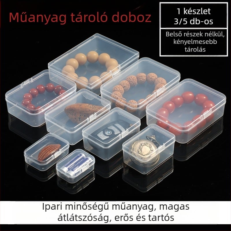 Fedéllel ellátott átlátszó műanyag tároló doboz elektronikai alkatrészek és csavarok számára — porálló, 18 L, japán stílus, Japánban gyártva