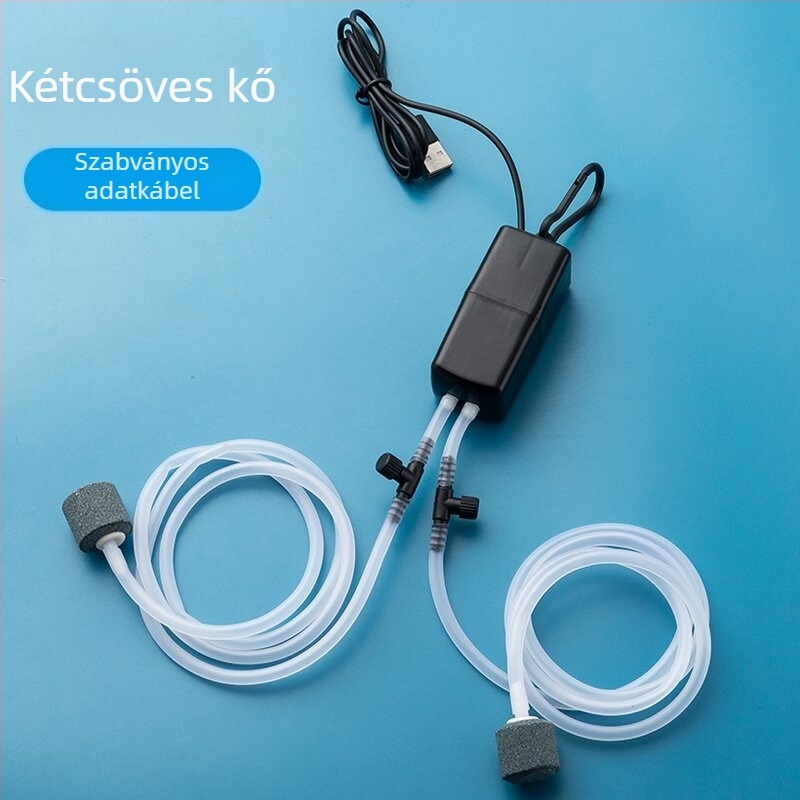 Bao shangya USB kétlyukú akváriumi levegőztető, hordozható belső/kültéri használatra, kettős fejű, modell 370, tömeg 150 g, Import: Nem, Engedélyezett magánmárkák: Nem