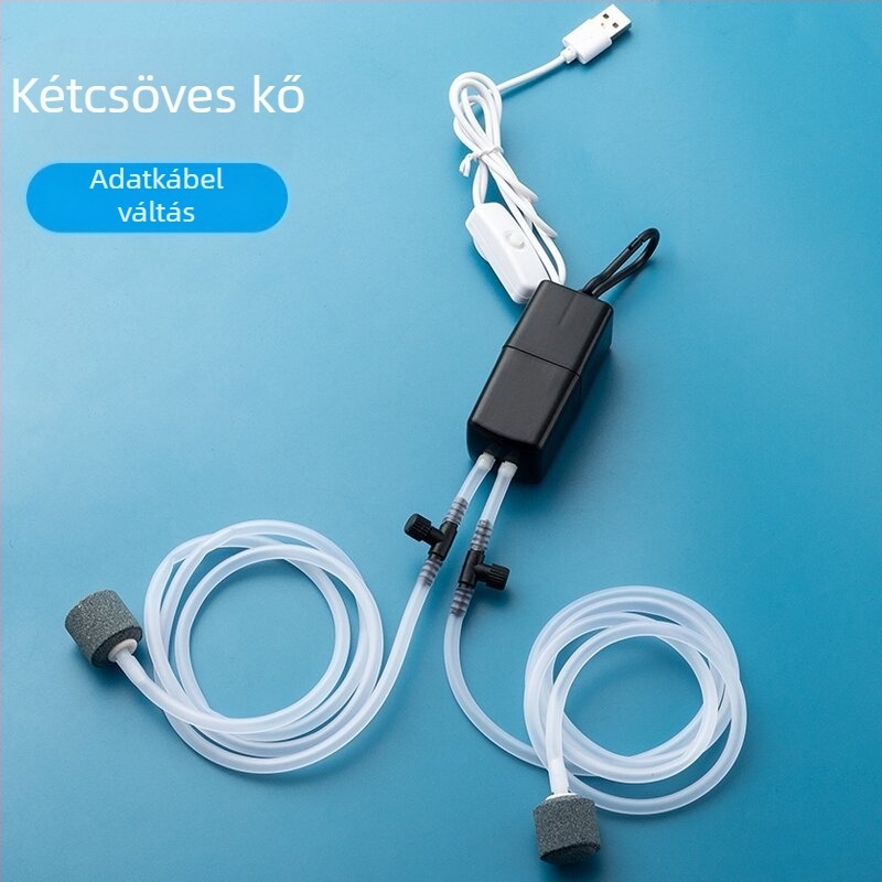 Bao shangya USB kétlyukú akváriumi levegőztető, hordozható belső/kültéri használatra, kettős fejű, modell 370, tömeg 150 g, Import: Nem, Engedélyezett magánmárkák: Nem