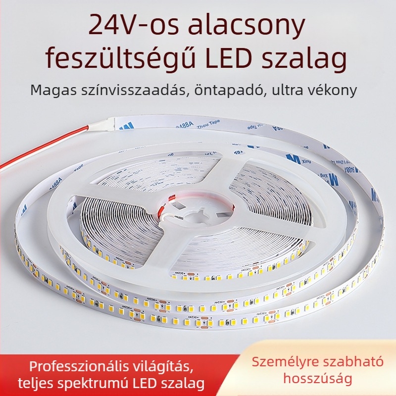 Lineáris monokróm LED-szalag, öntapadó, 12V, 120 LED, 2835 SMD
