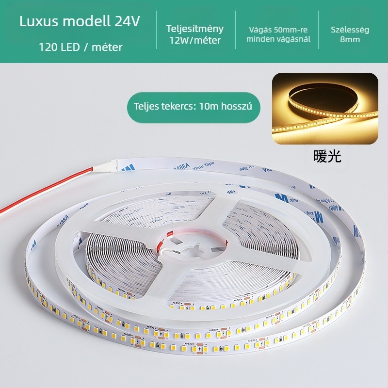 Lineáris monokróm LED-szalag, öntapadó, 12V, 120 LED, 2835 SMD