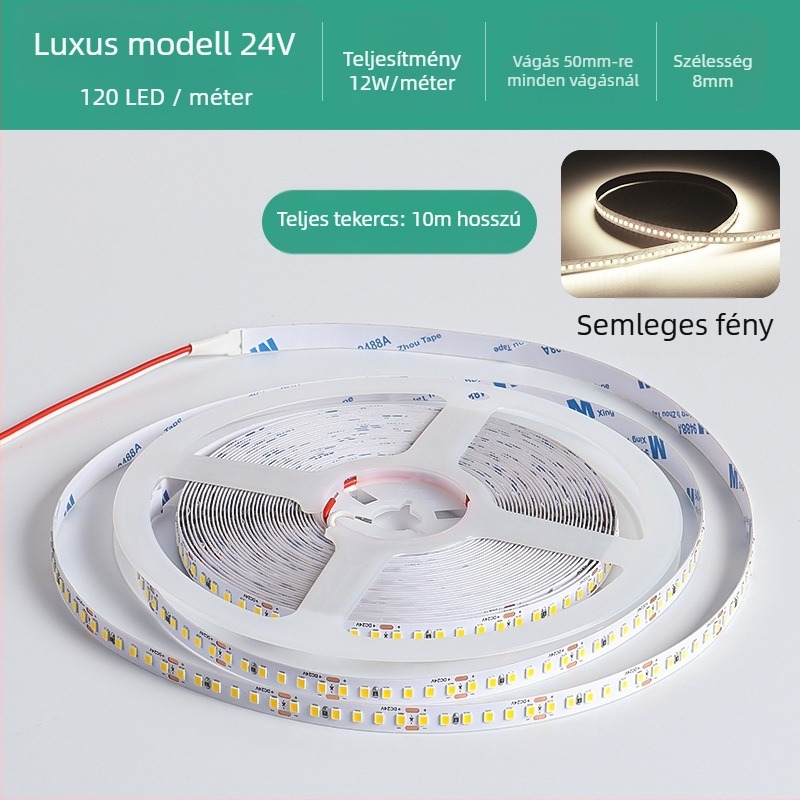 Lineáris monokróm LED-szalag, öntapadó, 12V, 120 LED, 2835 SMD