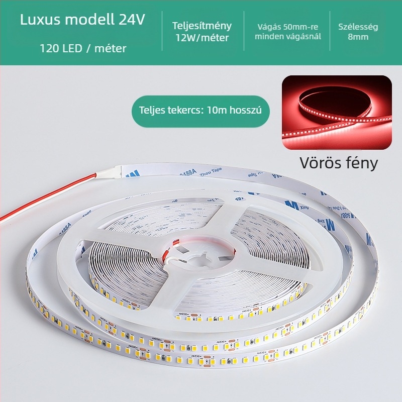 Lineáris monokróm LED-szalag, öntapadó, 12V, 120 LED, 2835 SMD