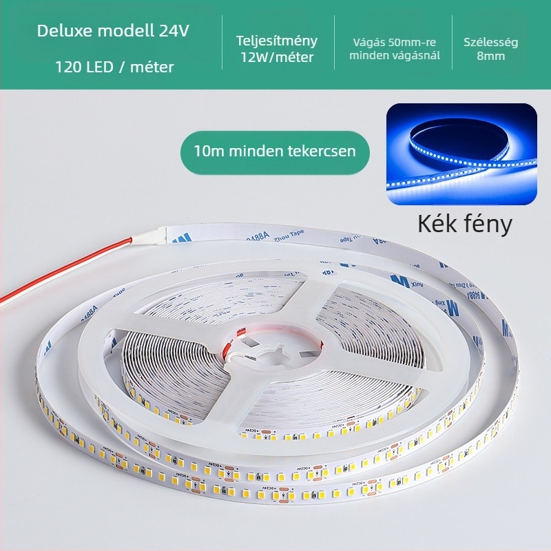 Lineáris monokróm LED-szalag, öntapadó, 12V, 120 LED, 2835 SMD