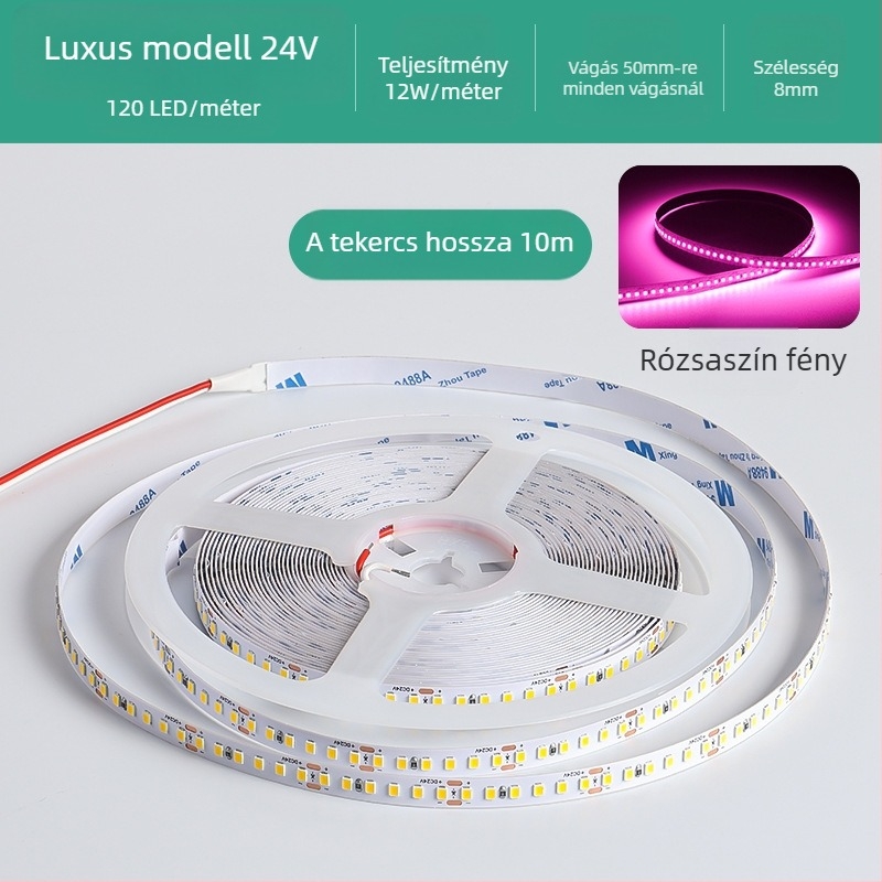 Lineáris monokróm LED-szalag, öntapadó, 12V, 120 LED, 2835 SMD