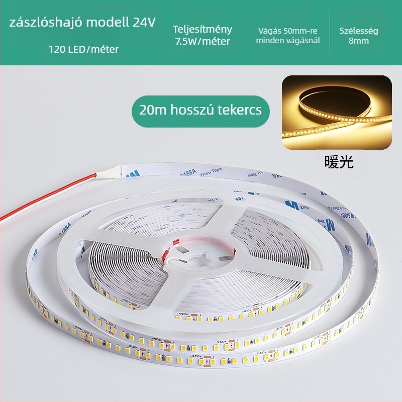 Lineáris monokróm LED-szalag, öntapadó, 12V, 120 LED, 2835 SMD