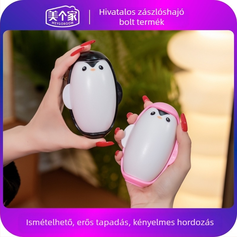 Pingvín alakú ragacsos szőrtelenítő roló – műanyag, modern minimál dizájn, eltávolítja a szőrszálakat