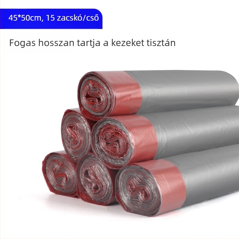 HS HDPE hurozsinóros szemeteszsákok, egyszer használatosak, háztartási használatra, vastagság 0,011 mm