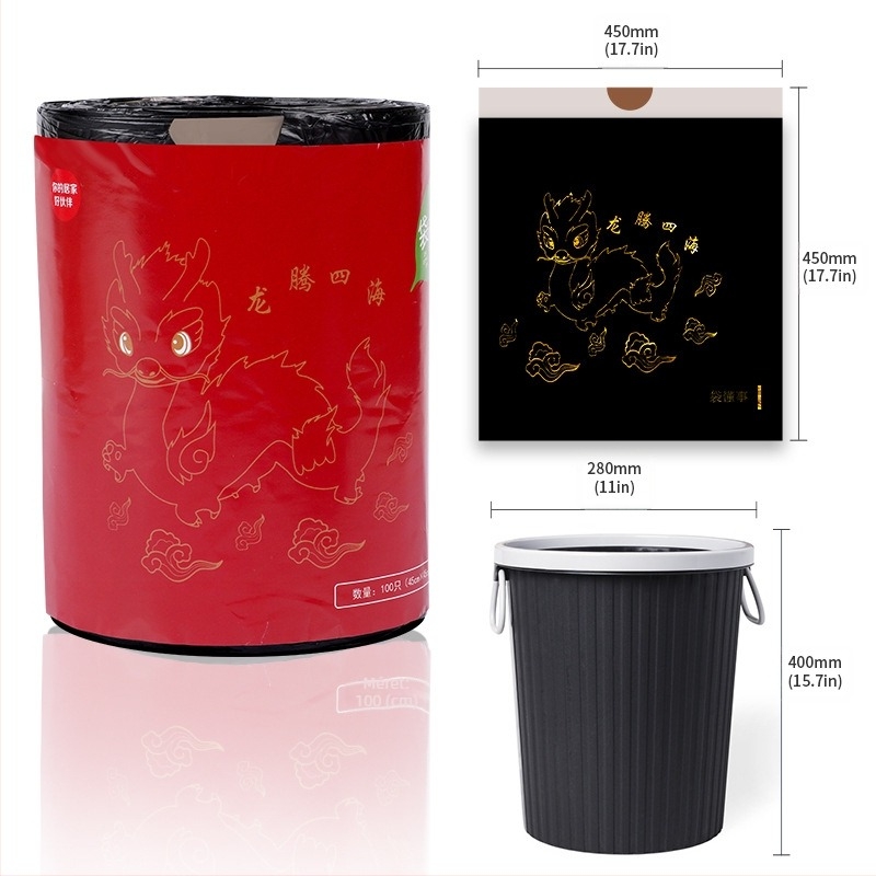 HS HDPE hurozsinóros szemeteszsákok, egyszer használatosak, háztartási használatra, vastagság 0,011 mm